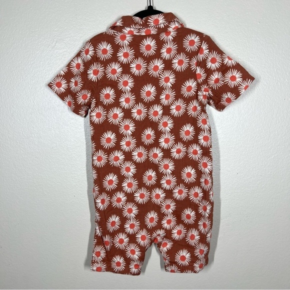 Hanna Andersson Girls Cotton Rust Floral Romper One Piece Size 3T - Picture 7 of 9